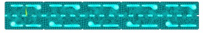 Modelo de elementos finitos en 2D de una fila de bloques huecos de hormigón ligero